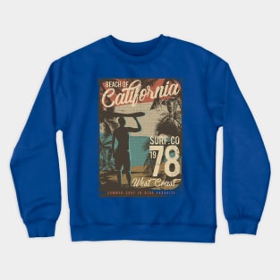 Beach Of California - Summer Surfing Crewneck Sweatshirt